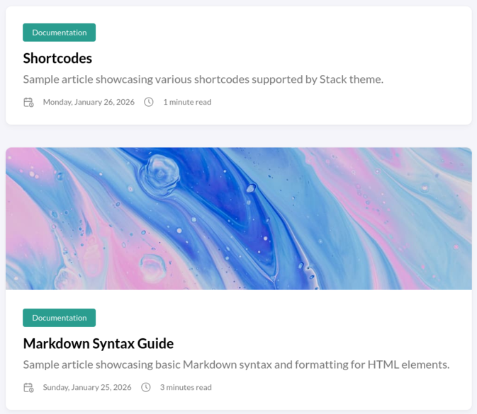 Affichage en liste des articles, sans image puis avec image (header)