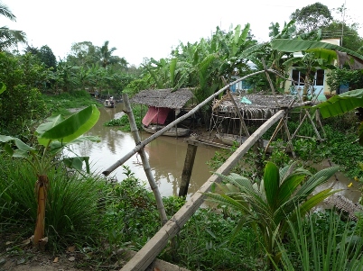 un petit pont de bambou à franchir