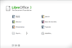 écran de démarrage LibreOffice